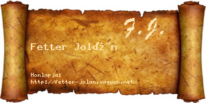 Fetter Jolán névjegykártya