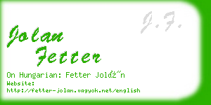 jolan fetter business card